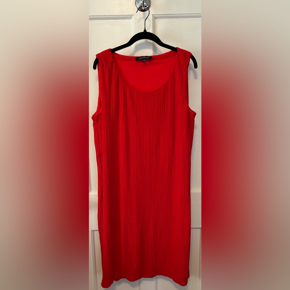 Evan Picone Vibrant Red Pleated Sleeveless Sheath Dress - Picture 2 of 7